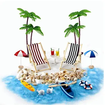 1/12 Miniatura Casa de bonecas 18-pedaço de Praia Modelo de Terno Shell de Praia, Guarda-Sol DIY de Artesanato Brinquedo