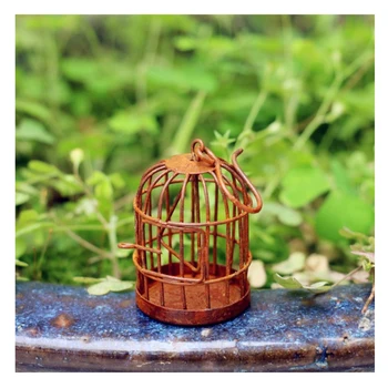 1:6 Vintage Metal Gaiola do Pássaro com Cabide Casa de bonecas em Miniatura o Jardim de Kits de Decoração