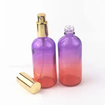 10 frascos de 100ml Gradiente de garrafa de vidro com pulverizador de perfume, Óleo Essencial de Vidro conta-Gotas