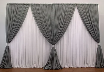10 metros x 10 metros de fundo Branco com cinza guirlandas de Casamento cortina do palco