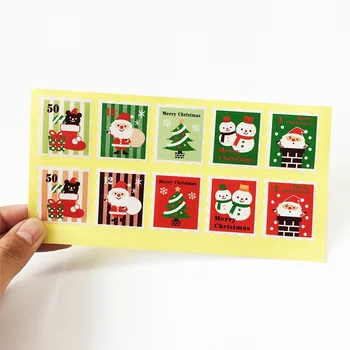 100 Pcs/monte Carimbo Forma de Selo Adesivo Etiqueta Celebrar o Presente de Natal Decoração Adesivos de Padaria Cookie Embalagem Saco de Papel Selo Etiquetas