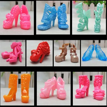10Pairs Sortidas Moda Coloridas Sandálias Cópia de Cristal Salto Alto Sapatos De Boneca, Acessórios, Roupas