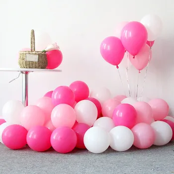 10pcs 12inch Macaron cor-de-Rosa de Látex Balão de Aniversário, Casamento, Dia dos Namorados Decoração de festas de Ar da Bola de Criança Brinquedo Branco Globos