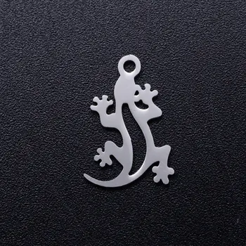 10pcs/lot 16*11 mm de Aço Inoxidável Gecko Camaleão, Pingente, Pulseira de Amuletos DIY Fazer a Jóia de Artesanato Acessórios Atacado
