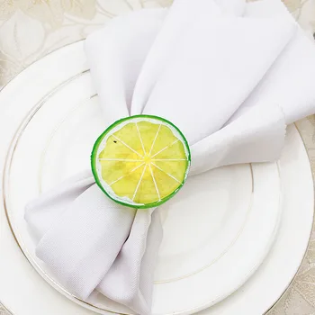 10pcs/lot fatia de Limão anel de guardanapo hotel de mesa guardanapo fivela de frutas anel de guardanapo decoração de mesa