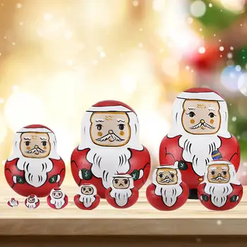 10x Artesanais de Santa Cartoon Doll Crianças de Aniversário, Presente de Natal Boneca Bonecas russas Conjunto de Inverno de Aninhamento de Bonecas