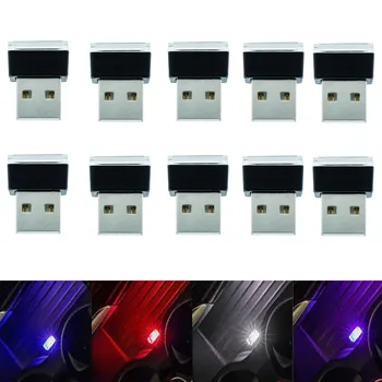 10X Flexível Mini USB 5V DIODO emissor de Luz Colorido Noite de Luz Lâmpada Para Carro Atmosfera Lâmpada Brilhante Acessório Distinto Luzes de Efeito