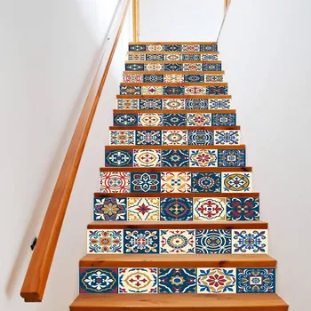 13pcs Escada de Costura Série de Azulejos de Cor da Decoração da Casa Impermeável Adesivos de Parede Criativo Passos Adesivos