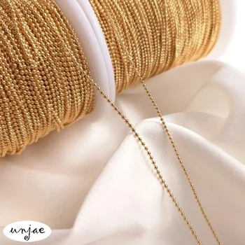 14K bag gold proteção da cor ouro em pequena cadeia de esferas rodada do grânulo da cadeia de massa semi-acabados cadeia de DIY colar de material de jóias