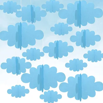 16pcs Nuvem 3D Decorações de Suspensão Nuvens Para o Teto Senti Nuvem Enfeites de Parede Decoração Nuvens Para o Quarto de Chuveiro Partido Berçário