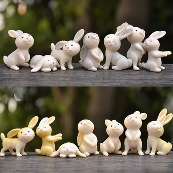 1PCS Micro Paisagem Figuras Bonito em Miniatura, Bonecos de Resina Coelho de Fadas Jardim Lebre Enfeite de Mini Animais de Decoração de Casa