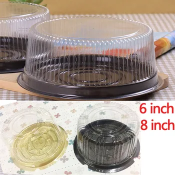 20 set de plástico transparente 6/8 polegadas Bolo Titular de cozimento caixas de embalagens de recipientes de natal pastelaria rodada bolos cookie caixa de exibição