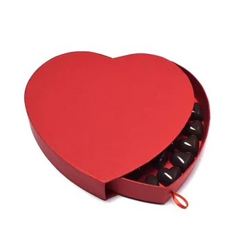 2019 moda nova quente da venda vermelho cor de chocolate caixa 22.2x22.2x3.7cm 2pcs de casamento/presentes de dia dos namorados coração vermelho, estilo da forma
