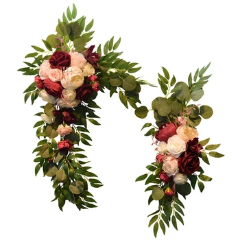 2Pcs de Flores Artificiais Rosa Peônia bem-vindo Convidado do Casamento Decoração Casamento Arco de Casamento de Fundo, Decoração de Parede