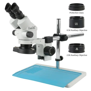 3,5 X-90X Zoom Contínuo Estéreo Binocular Ocular do Microscópio de Luz LED 0,5 X 1X 2X Lente de Barlow Para a placa do Telefone SMD Reparação