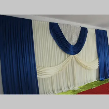 3*6m de casamento pano de fundo cortina com ganhos de pano de fundo/decoração de casamento marinha gelo azul de seda fase de cortinas/ casamento cortina DHL