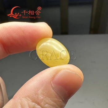 3.9 ct 13*18mm plana (em forma de cabochão cor amarelo âmbar Natural de cera de abelha Esferas Mulheres Mens Presentes pedra preciosa
