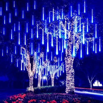 30/50cm 24 Tubos de chuva de Meteoros da corda LED Luzes de Árvore de Natal, Enfeites para Casa, ao ar livre Navidad Jardim Rua da Cortina de Luz
