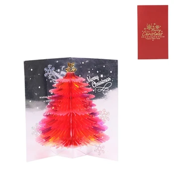 3D de janelas de Pop-Up de Cartões de Natal Árvore Artesanal de Férias Cartão com Envelope