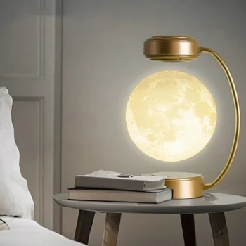 3D Levitação Magnética da Lua da Noite do DIODO emissor de Luz Flutuante Lua Lâmpada Rotativa sem Fio Esfera da Lua Lâmpada de Escritório Home Sala Decoração Presente