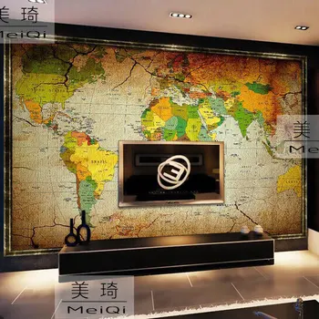3D mapa tridimensional do mundo, o grande sofá da sala de TV de fundo mural de papel de parede Personalizado tamanhos