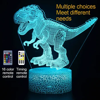 3D Noite do DIODO emissor de Luz de Dinossauro Dragão Lâmpada 16Colors Alterar a luz da Noite USB Controle Remoto Candeeiros de Mesa de Brinquedos de Presente Para a Criança Decoração