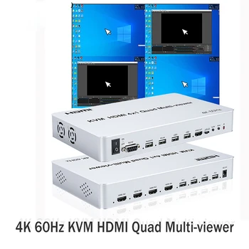 4K 60Hz KVM HDMI Multi-viewer 4X1 HDMI Tela Quad Multiviewer Com Perfeita 4 Em 1 HDMI Multi-Viewer Para Teclado USB Mouse de PC