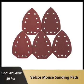 50 peças de Velcro Mouse Lixar Almofadas 13,5 x 9,5 cm Lixa Sortidas 60/80/120/180/240 Grãos para a Moagem e Polimento
