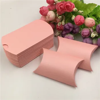 50pcs /lote-de-Rosa Forma de Travesseiro Favor do Casamento Forma de Travesseiro Doce Caixa de Embalagem da Caixa de Presente de Papel, Caixa de Sacos de Abastecimento