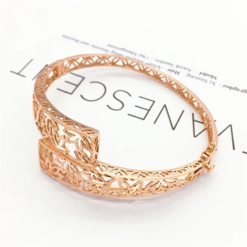 585 roxo banhado a ouro 14K ouro rosa oco folha de versão de todo o bracelete do encanto para as mulheres criativas para o engajamento de jóias