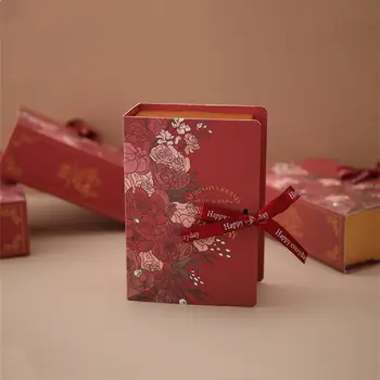 5pcs fontes do Casamento de Flor Caixa de DIY Caixa de Presente Criativo da Caixa do Presente da Caixa do Presente de Doces da Caixa Com a Fita da Caixa de Embalagem