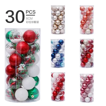 6 cm/4 cm Criativo Barril de Teto Transparente Bola de Natal Conjunto de Bolas Coloridas para Decoração de Árvore de Natal Pingente nn12