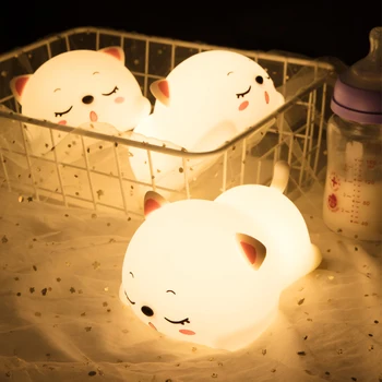 7 Cores com Controle Remoto a Luz da Noite de Silicone Sensor de Toque Animal Bonito Macio Recarregável USB luminárias para Quarto de criança do Bebê de Presente