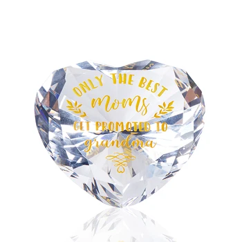 8 cm da Forma do Coração de Cristal do Diamante Estatueta de Vidro peso de papel de Presente para a Avó, Vovó Aniversário Presentes do Dia das mães, Lembrancinha