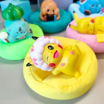 8Pcs Pokemon Modelo de Conjunto de Suspensão Pikachu Eevee Brinquedo Modelo de Brinquedos para as Crianças Snorlax Bulbasaur Boneca Enfeites