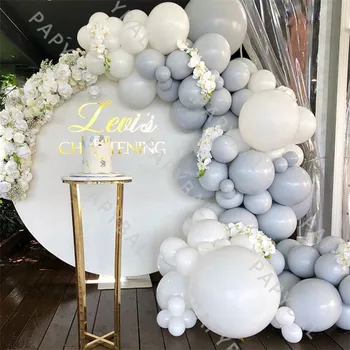 90pcs Branco Cinza DIY Balões de Látex Garland Arco Kit Para Festa Decorações de Casamento de Noiva, Aniversário, chá de Bebê de Meninos Meninas rapazes raparigas
