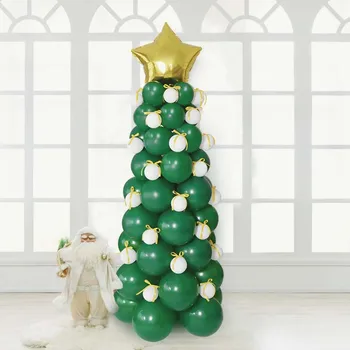 95pcs Balão Verde, Folha de Ouro Pentagrama Garland Pilar de Natal, Papai Noel Árvore de Natal para a Casa a Festa de Ano Novo Decorações