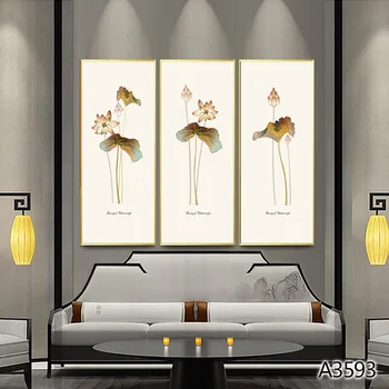 Abstrato moderno Pintura a Óleo de Impressão em Lona 3pcs estilo Chinês da Flor do Lírio de Lona Arte de Impressão de Arte de Parede de Imagem para a Decoração Home