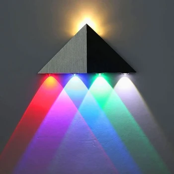 AC85-265V Parede de Luz Triangular Triângulo Estilo Lâmpada de 5W RGB Quente Branco Amarelo Azul Verde Vermelho de Alumínio Candeeiro de Parede do dispositivo elétrico de Luzes