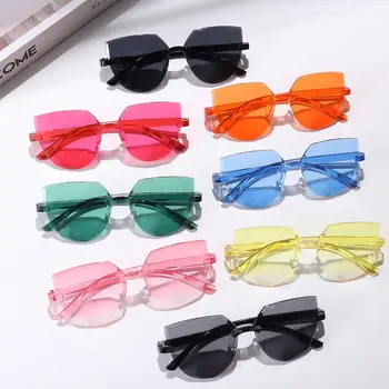 Acessórios Candy Color Transparente do Favor de Partido Olho de Gato Óculos de sol Óculos de sol para Mulheres de Óculos sem aro