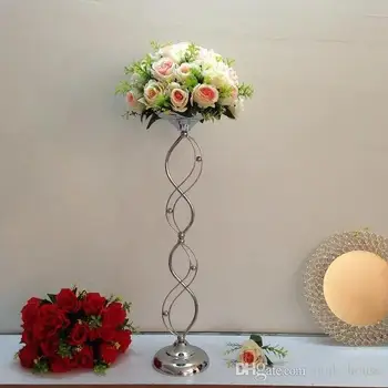 alojamento elegante novo designe de Altura metal prateado material casamento de pilar stand de flores,vaso centrais para o corredor decoração