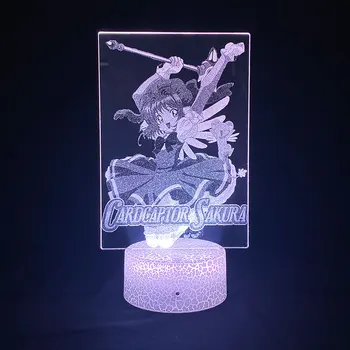 Anime Card Captor SAKURA Acrílico Lâmpada de Tabela para a Casa de Decoração de Quarto de Luz Garoto Legal de Criança Presente KINOMOTO SAKURA Figura Luzes da Noite
