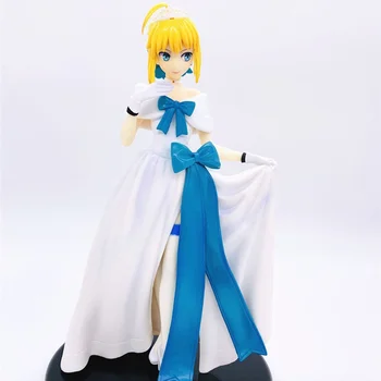 Anime Fate Grande, a Fim de Saber Vestido Branco de PVC Figura de Ação Colecionáveis Modelo de Boneca de Brinquedo 24cm