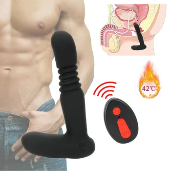Aquecimento da Haste 6 Velocidade de Controle Remoto Massageador de Próstata Controle sem Fio Anal Vibradores Telescópica Vibrador brinquedo do Sexo para Homens L1