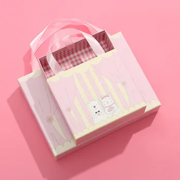 AVEBIEN Novo desenho animado de Aniversário, Festa de Casamento Portátil do Bebê de Recordações Caixa de Pull-out Cupcake Caixa de Embalagem коробка для подарка