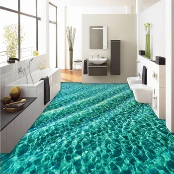 BEIBEHANG 3D moderna, piso de pintura personalizada de alta definição luz verde a onda de água impermeável wearable cozinha PVC pintura