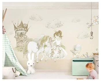 beibehang clássico da Moda espessamento papel de parede 3d papel de parede Nórdicos minimalista pintados à mão Unicórnio cavalo quarto de crianças