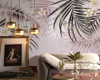 beibehang Personalizado Nórdicos pintados à mão tropical de folhas frescas simples planta de interior de fundo papel de parede papel de parede decoração da casa