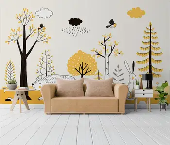 beibehang Personalizado, papel de parede 3d Nórdicos cartoon floresta animal mural de parede para quarto de crianças foto de fundo do papel de parede