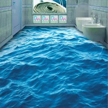 beibehang piso pintura mural HD mar azul profundo, ondas de ondulação antiderrapante impermeável engrossado auto-adesivo papel de Parede do PVC